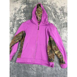 Trail Crest Purple Camo-Sleeve Zip-Up Hoodie 2XL Soft Lined Outdoor Jacket